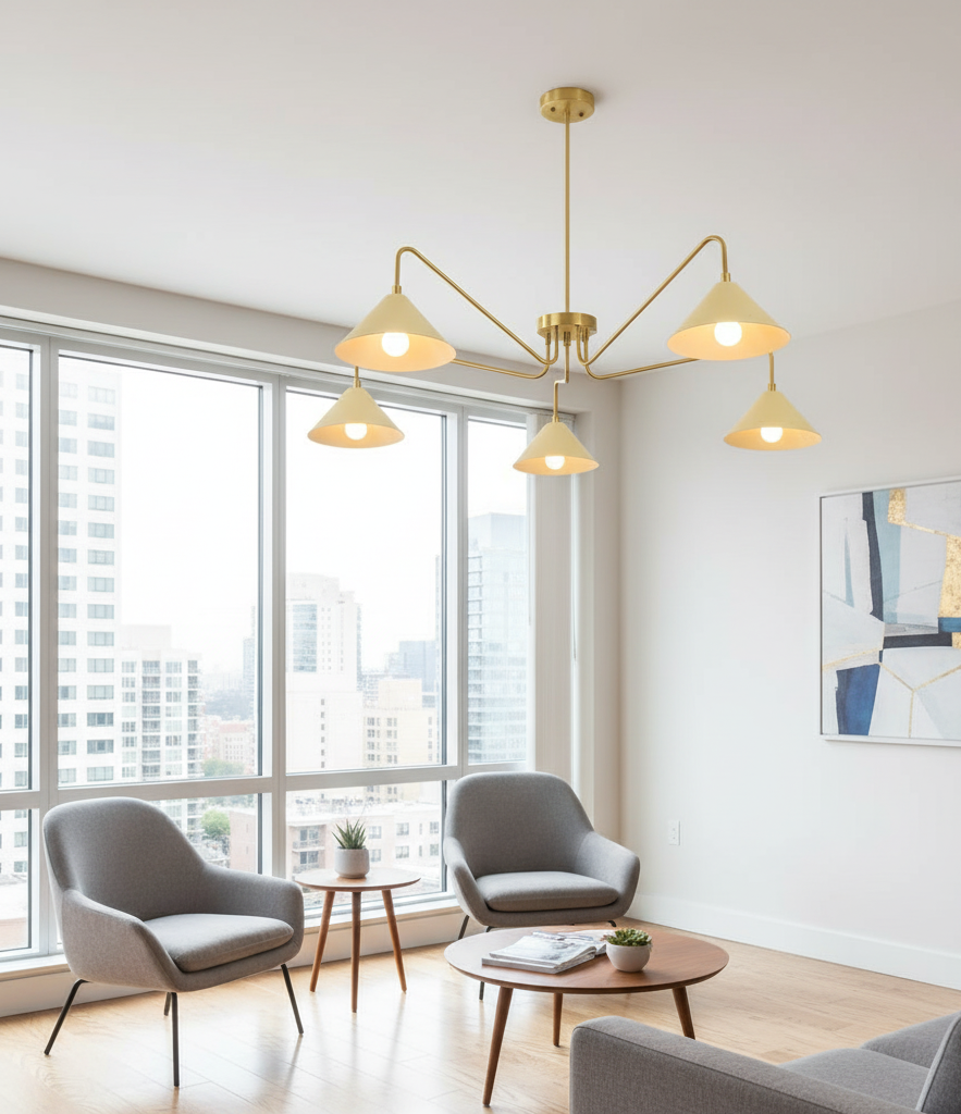 5-Arms Cone Pendant Light Chandelier