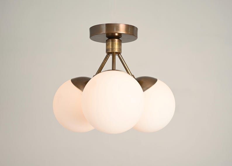 3 Light Globe Brass chandelier light Fixture