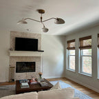 3-Light Curved Shades Mid-Century Chandelier