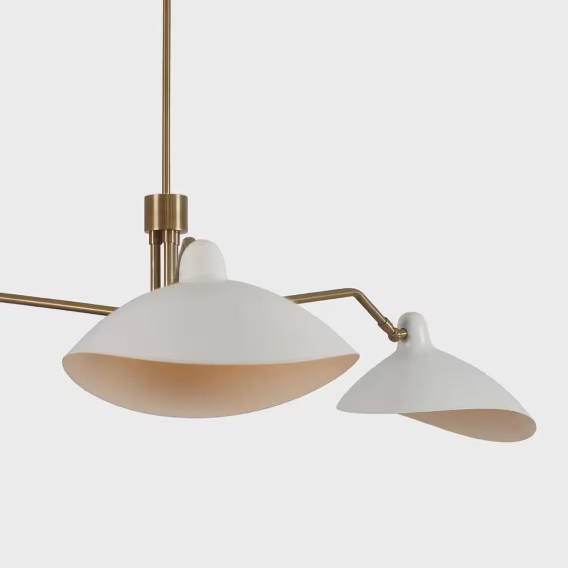 3-Light Curved Shades Mid-Century Chandelier