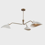 3-Light Curved Shades Mid-Century Chandelier
