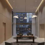 3-Light Curved Shades Mid-Century Chandelier